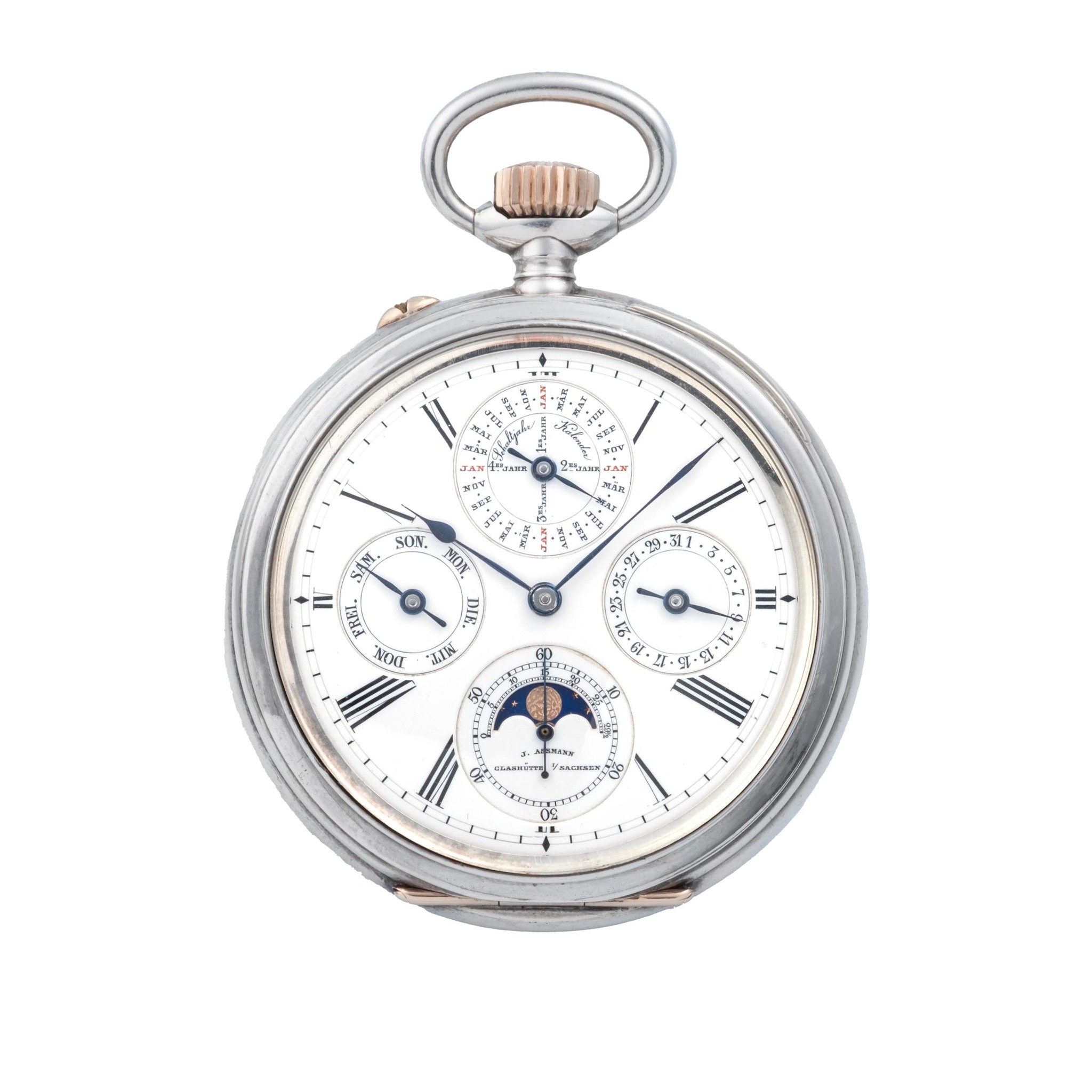 J. ASSMANN, GERMANY, PERPETUAL CALENDAR WITH LANGE'S GUILLAUME-TYPE ...